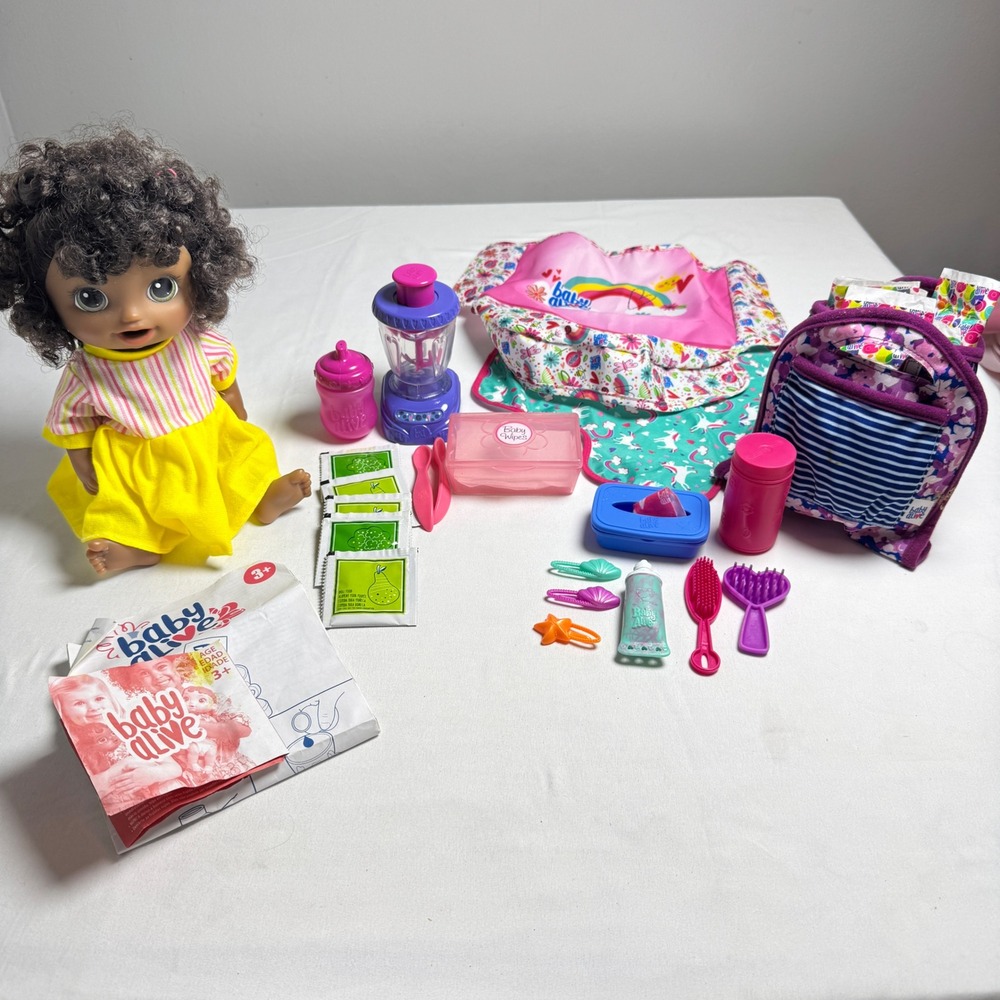 Hasbro Baby Alive Magical Mixer Doll Set Brunette Curly Hair Accessories E6945